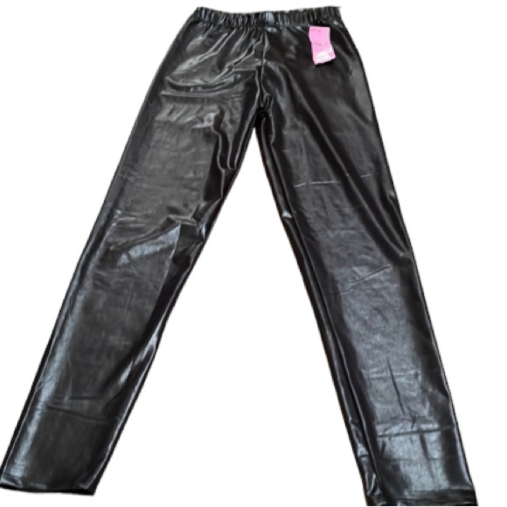 H & N small  faux leather shiny legging  latex like cropped At ankle NWT